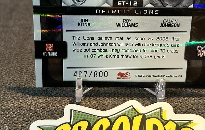 2008 Donruss Elite Kitna/Williams/Calvin Johnson Elite Teams /800 - Image 3 of 3