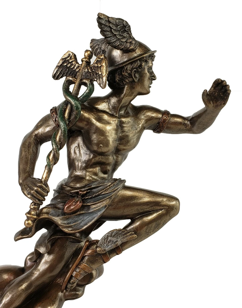 8" Hermes Greek Mythology Messenger Gods Running W/ Caduceus Bronze Color  Statue | eBay