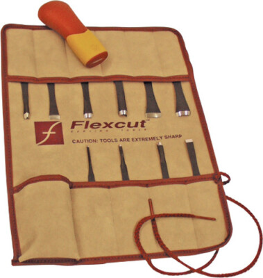 Flexcut Eleven Piece Craft Carver Set SK107 Includes (10) high carbon steel razo