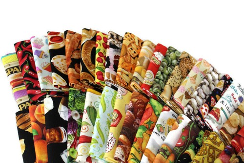 10 Fat Quarters - Lebensmittel Küche Kulinarik Obst Gemüse Baumwollstoffe M228.04 - Bild 3 von 5