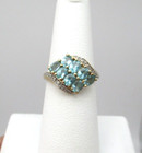 14K Yellow Gold Aquamarine & Daimond Cluster Ring Size 6.25 [R276] — photo 1