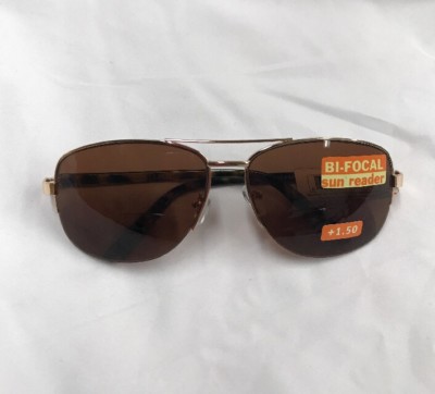 Lot of 2 - Borghese ''Aviator Style'' Brown Bifocal Sun Readers +1.50 New