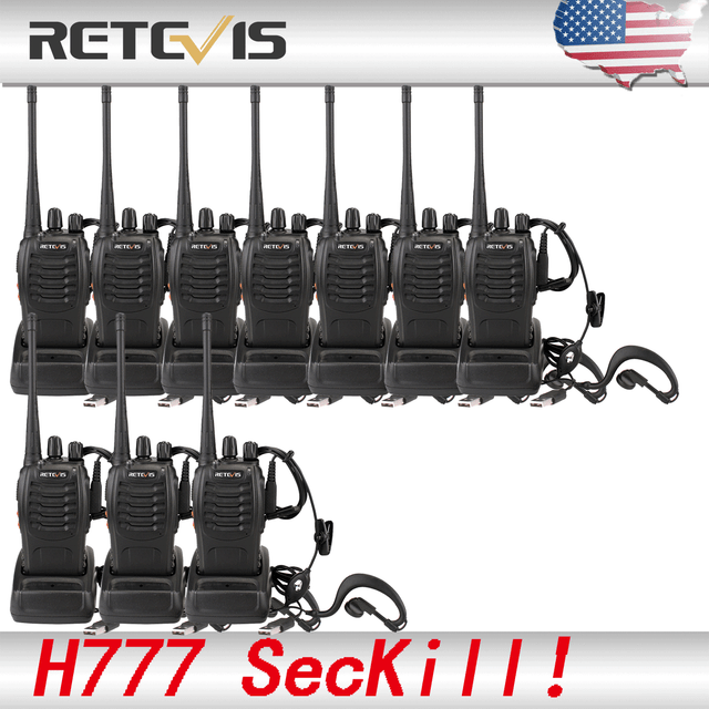 10XRetevis H777 Walkie Talkies 16CH UHF Long Range CTCSS/DCS 1000mAh Radio US