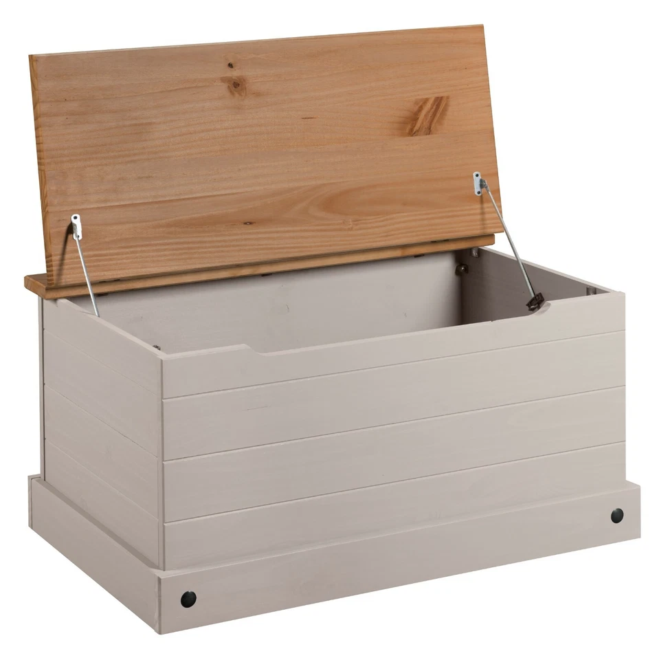 Corona Blanket Box Trunk Storage Chest Ottoman Pine Wood Grey Toy Chest Bedding - Image 3 of 4