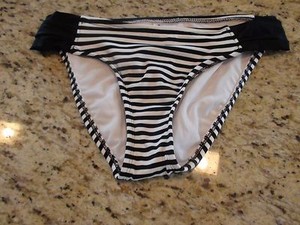 black and white striped swimsuit bottoms