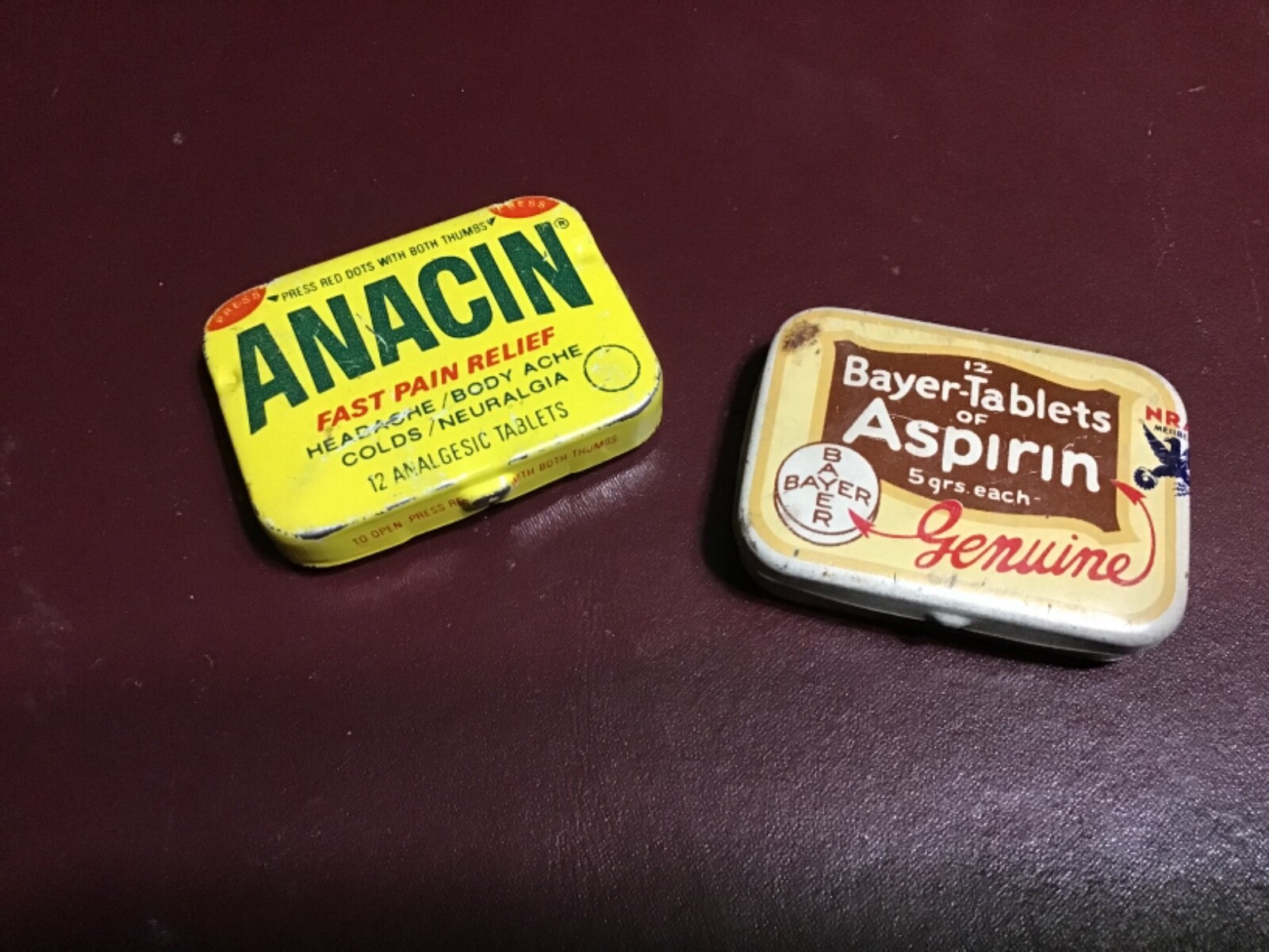 Vintage Bayer aspirin tin and vintage Anacin tin eBay