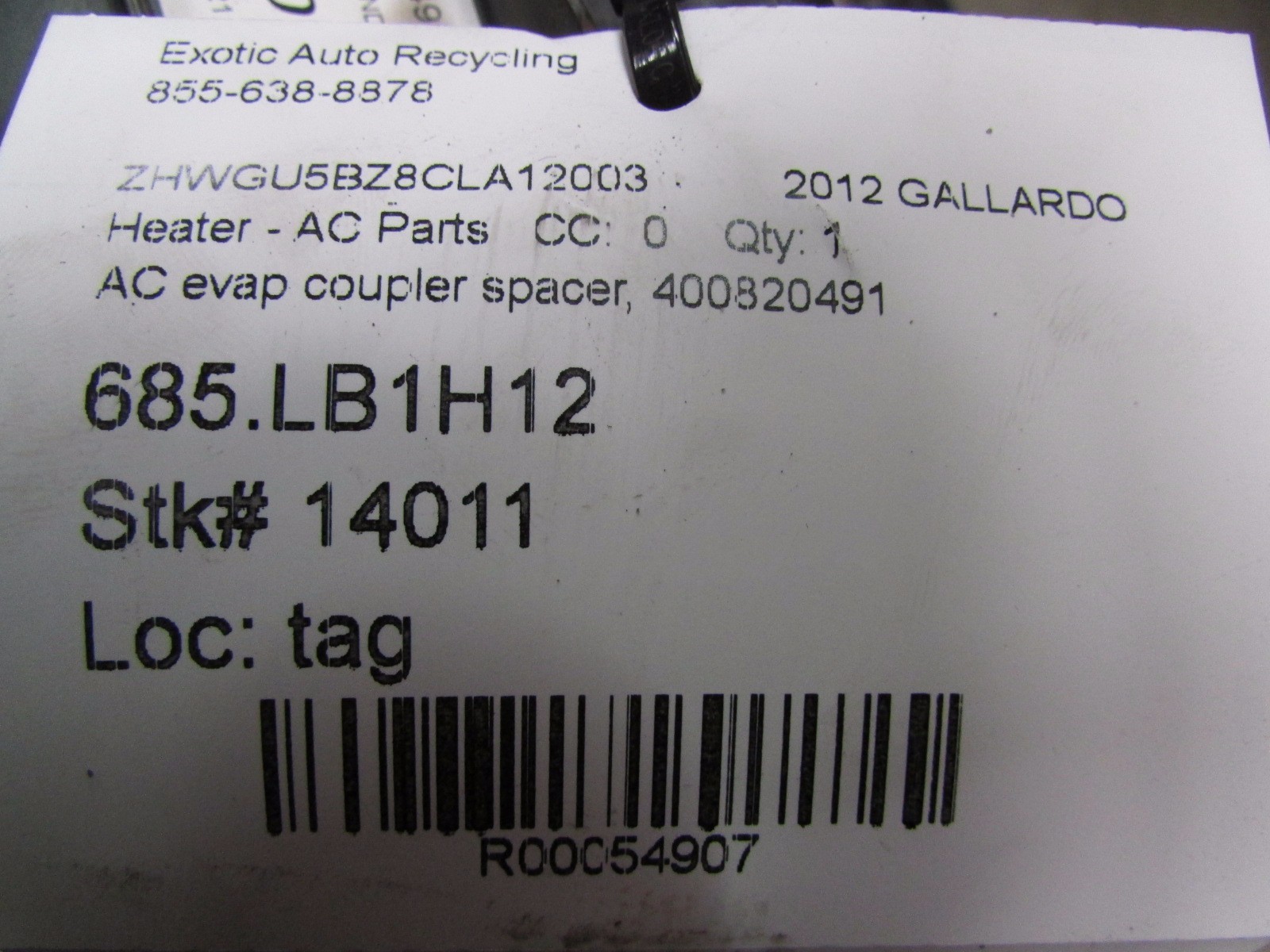 Lamborghini Gallardo, LP550,560,570, AC Evaperator Coupler Spacer, P/N 400820491