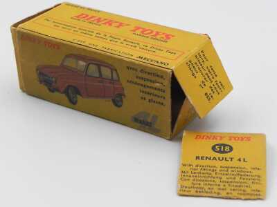 ルノー 4L - フランス ディンキートイズ #518 Dinky Toys France 518 Renault 4 L In Box W/ Box Vintage Die