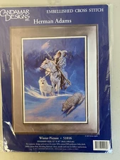 NEW~Candamar Designs~Winter Picture~Embellished Cross Stitch Kit #51016~Vtg 1997