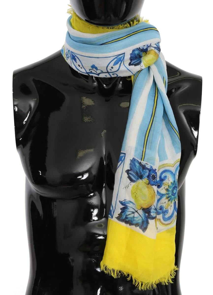 Dolce&Gabbana Unisex Multicolor Scarf Cashmere Majolica Lemon Print Shawl Wrap
