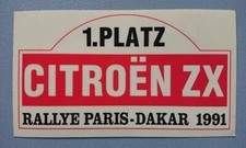 Adesivo Motorsport Oldtimer Citroen ZX Rallye Parigi Dakar 1991 11,0 X 6,3 Cm