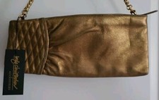 INGE CHRISTOPHER Antique Gold Vintage Leather Clutch Purse Handbag NWT