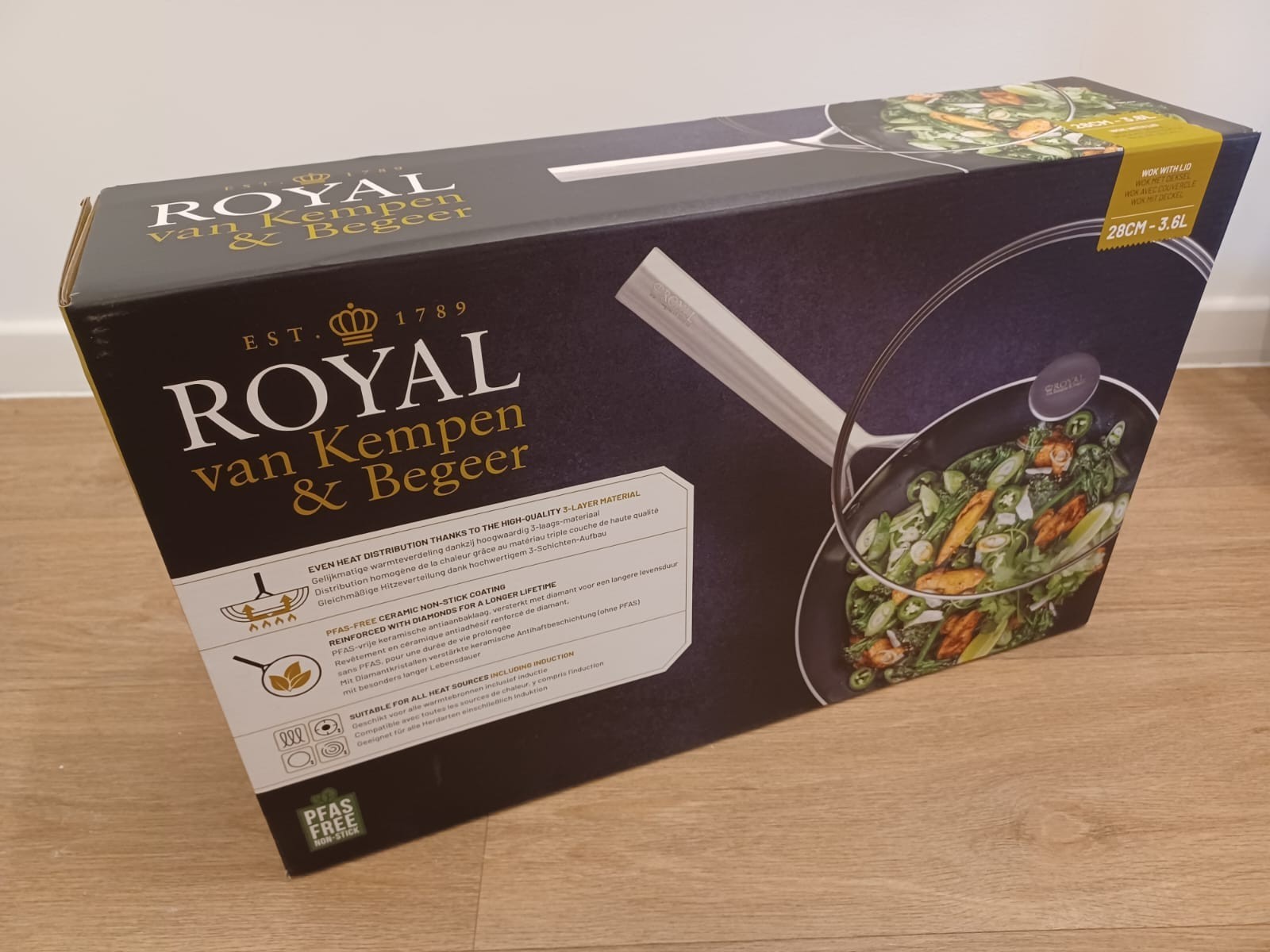 Poêle inox 28 cm Royal Van Kempen & Beeger avec couvercle tous feux induction