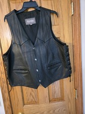 Wilsons Leather Embossed American Eagle Motorcycle Vest Sz Womens XL