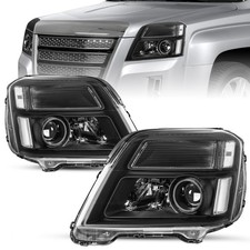 Terrain 2010-2015 Halogen Projector Headlight Assembly LH RH Black No Bulbs