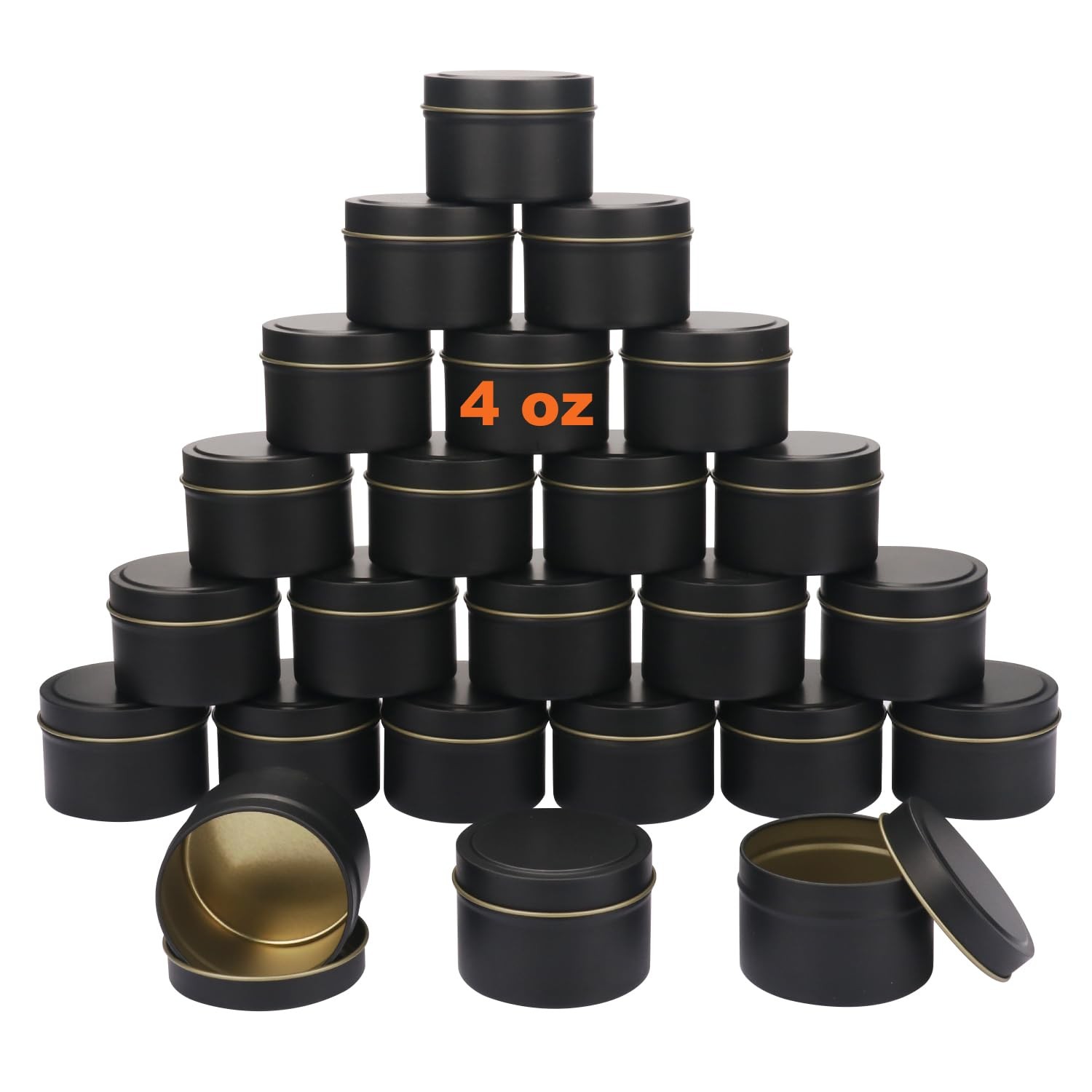 24 Packs 4 oz Black Candle Tins, Bulk Candle Making Tins, Candle Jars, Candle...