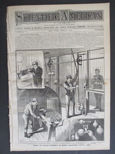 1883 MAKING ELECTRIC LIGHT BULBS LAMPS COTTON PRESS LANTERNS SCIENTIFIC AMERICAN