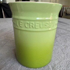 Le Creuset Medium Green Utensil Caddy Pot Solid Ceramic Kitchen Crock Holder