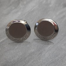 Vintage USA Mens Cufflinks Jewelry Silver Tone Ovals Nicely Etched Leaves Design