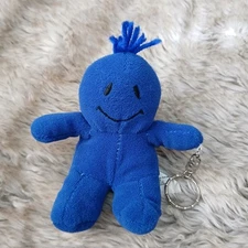 Smile Face Blue Terry Cloth Stuffed Plush Keychain Toy