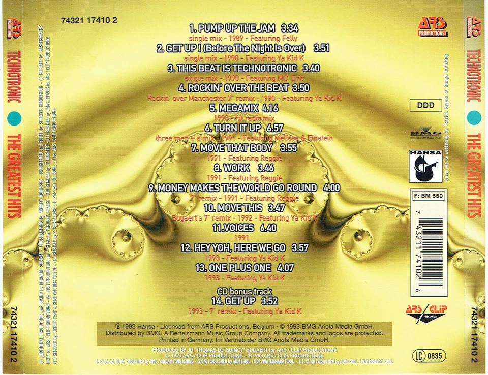 (CD) Technotronic – The Greatest Hits - Rockin' Over The Beat, Pump Of The Jam - Bild 2 von 2