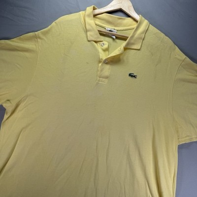 Lacoste Polo Shirt Mens Size 9 Yellow Short Sleeve Cotton Alligator Croc Logo