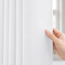 Stall Arch Textured Waterproof Fabric Shower Curtain, 36X72, White Half Size,