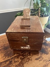 Vintage Kiwi Wood Dovetail Shoe Shine Box Empty