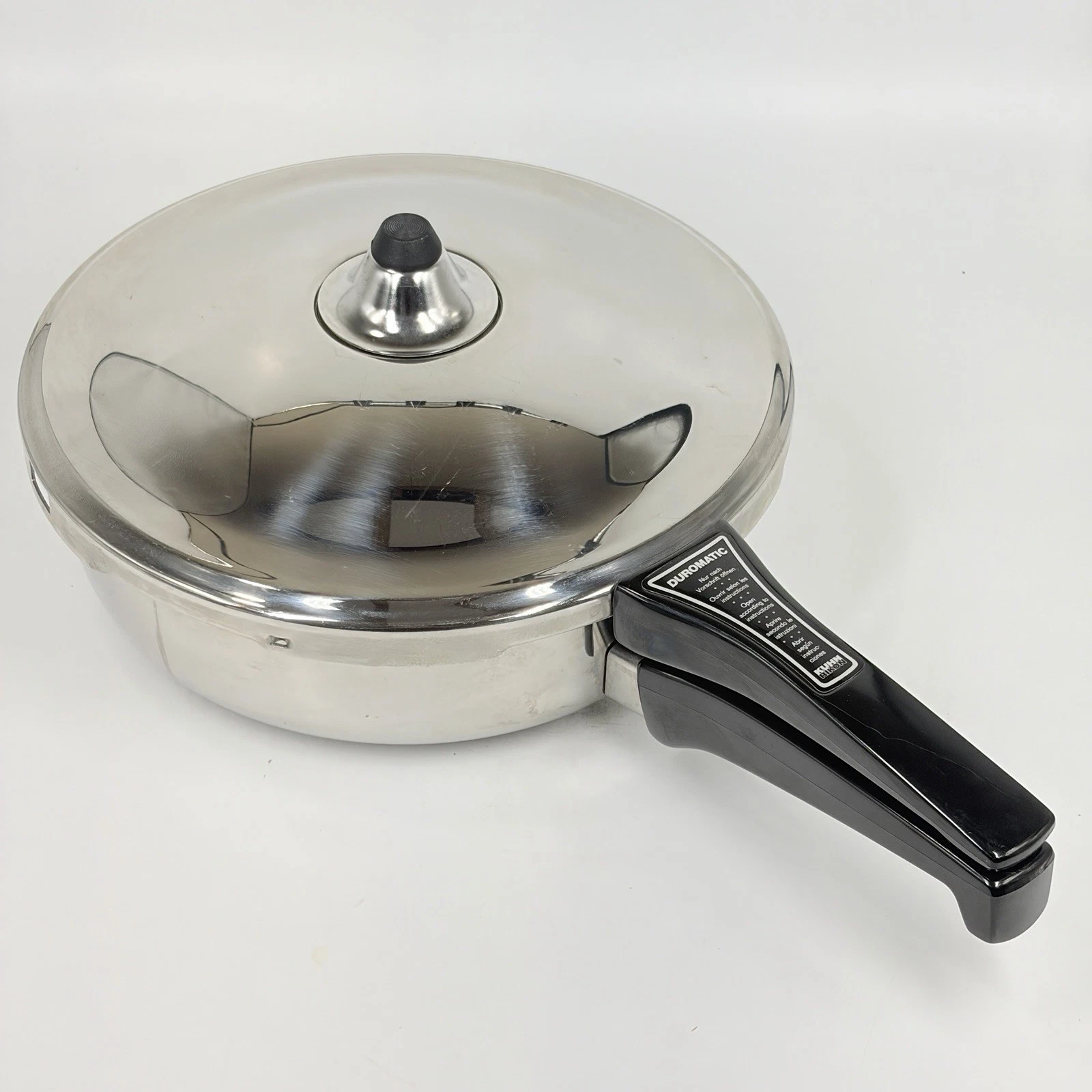 Kuhn Rikon Duromatic Pressure Cooker Fry Pan 10” 3400 Stovetop 18/10 Switzerland