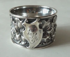 LEBKUECHER & CO. STERLING FLORAL NAPKIN RING, NEWARK NJ, C.1896-1909