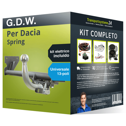 Anhängerkupplung Paket extr. G.D.W. für Dacia Spring 20- & E-Kit uni 13-polig Kit - Bild 1 von 4