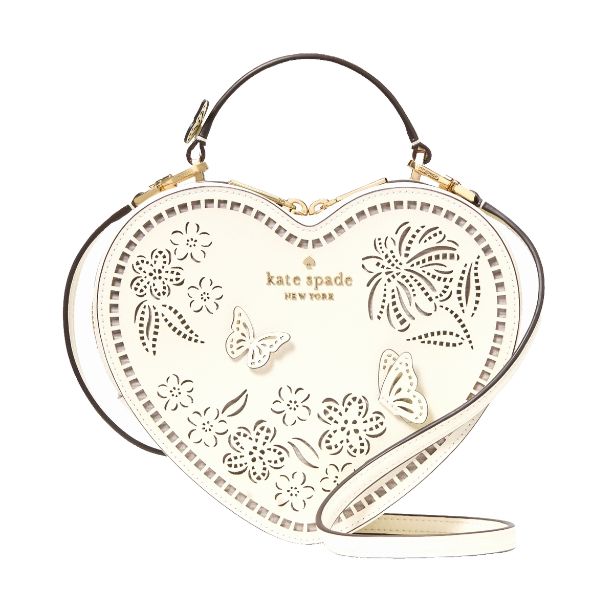 New Kate Spade Love Shack Perforated Heart Crossbody 3D Butterfly 