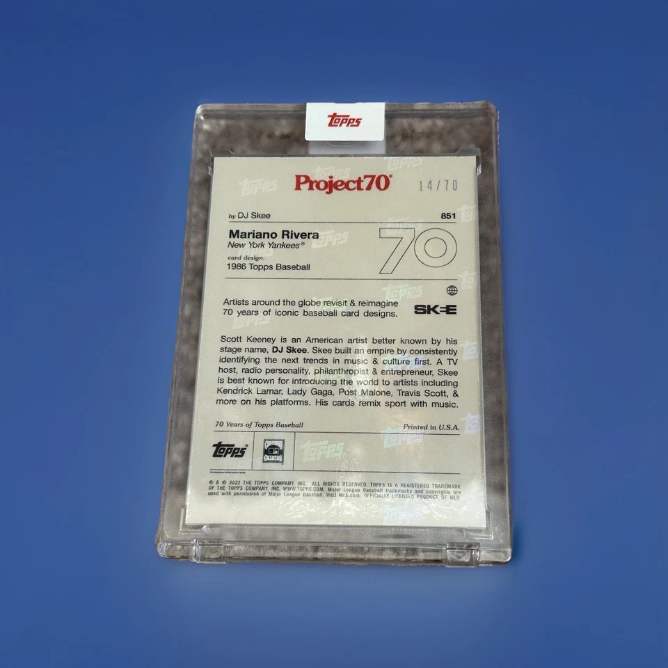 2021 Topps Project 70 1986 Mariano Rivera 14/70 #851 DJ Skee Foil Metallica Rare - Image 3 of 3