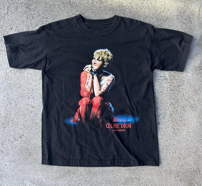 Retro Celine Dion In Tour Heavy Cotton Black T Shirt S-5XL UR715