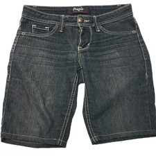 VTG Fragile Y2K Black Jeans Bermuda Long Jorts Shorts Low Rise Juniors Sz 1