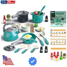 32Pcs Kids Play Kitchen Toys Set, Toddlers Pretend Cooking Playset Acccessori...