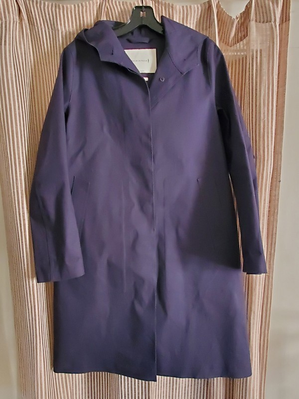 Mackintosh Navy Blue Handmade In Scotland Hooded Midi Pea Jacket S