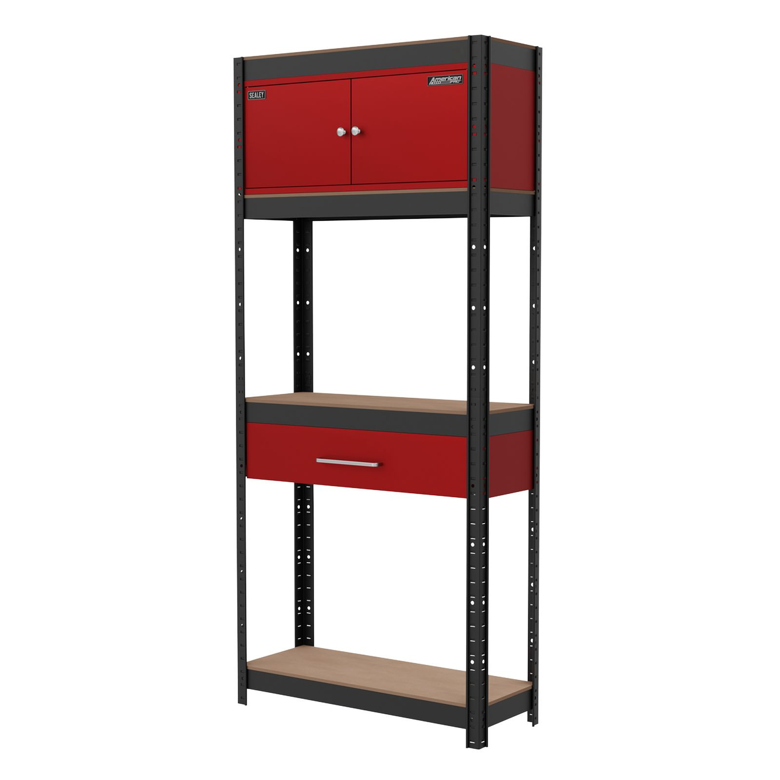 Shelving Unit 4-Tier with Cupboard & Drawer - AP830R