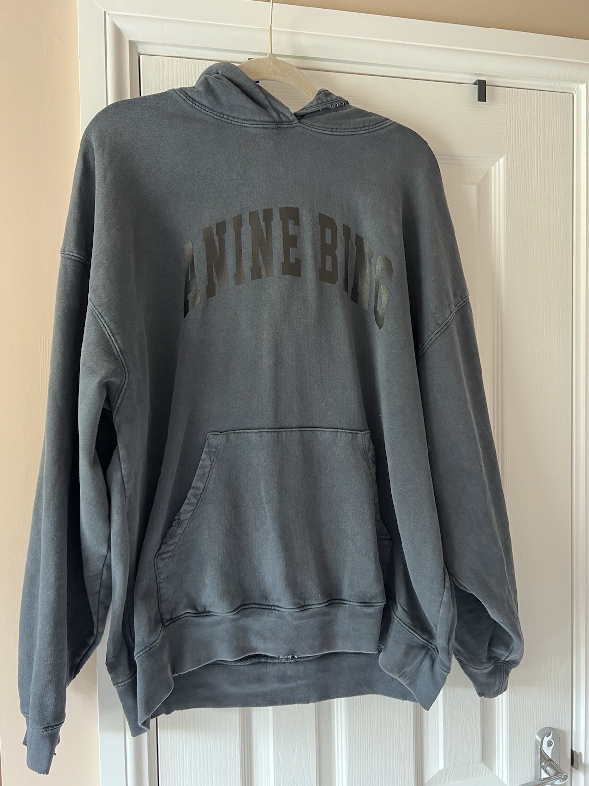 ANINE BING GREY COTTON HOODIE MEDIUM
