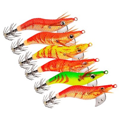 6pcs Squid Jig Freshwater Shrimp Cuttlefish Jigs Hook Fishing Lures Octopus Bait
