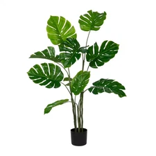 47 In. Green Artificial Monstera Indoor and Outdoor in Black Pot