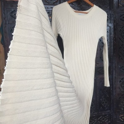 Free People Walk About Ribbed Maxi Dress Womens S 100% Cotton Beige Bodycon Knit