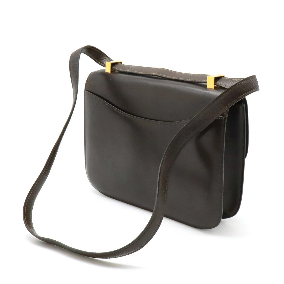 ✨HERMES Constance Hロゴ R◯刻印 フランス製 黒 濃茶 HERMES Constance 23 Shoulder Bag H Logo Leather Dark Brown Gold