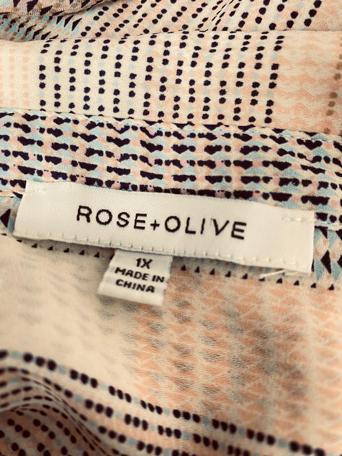 Rose & Olive Patchwork Geometric Design Blouse Sz… - image 11