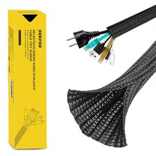 SURFOU Guaina per Cavi Elettrici 3.1m X 13mm Scrivania Copricavi Nera Raccogli