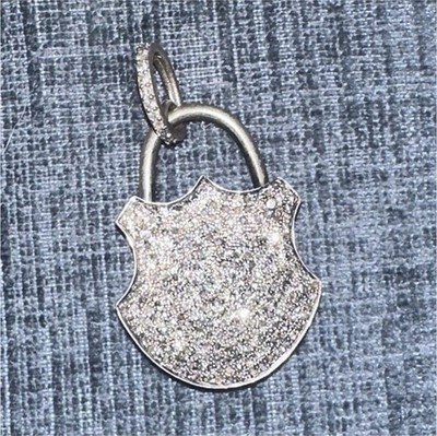Sterling Silver 925, Pavé Black Diamond Lock Pendant