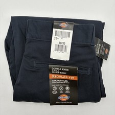 FLAW Dickies Double Knee Work Pants Mens 30x30 Black Reg Fit Straight Leg Twill