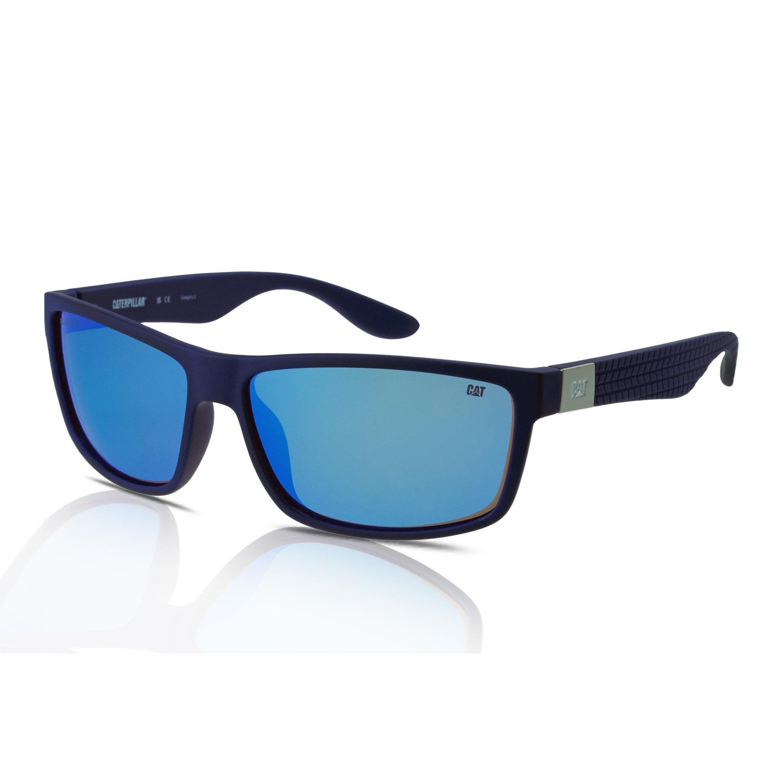 Caterpillar Sunglasses Men's Polarised CTS-8018 106P Matte Navy/Blue Mirror