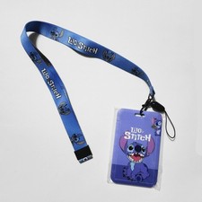 Lilo  Stitch Disney ID Badge Holder Neck Lanyard Keychain Blue