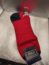 Vintage Ralph Lauren Mens Socks 10-13 Red Navy Blue NWT Low Cut